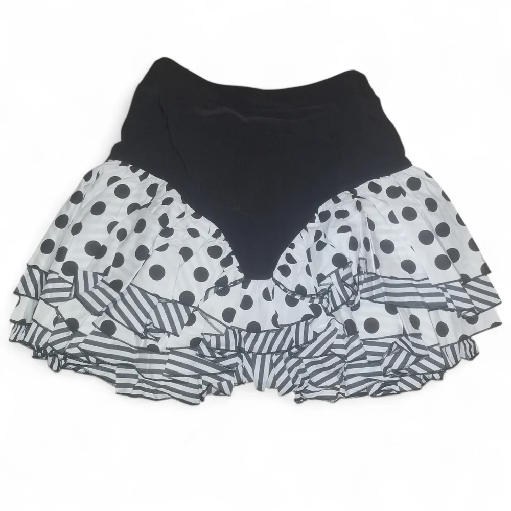 AKIRA Black and White Polka Dot Layered Mini Skirt - Picture 3 of 4